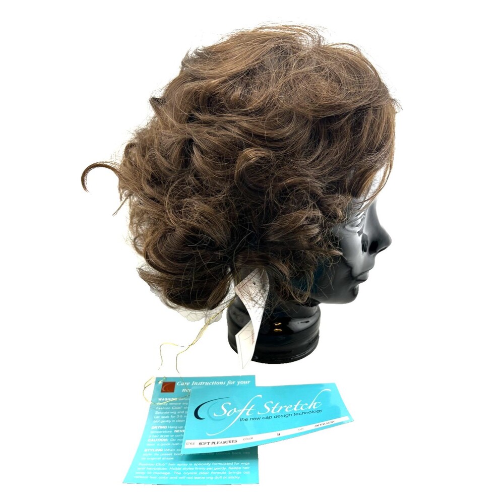 NIB Soft Stretch TWC Wig Soft Pleasures Sz Average Color 8 Brown Brunette Curl